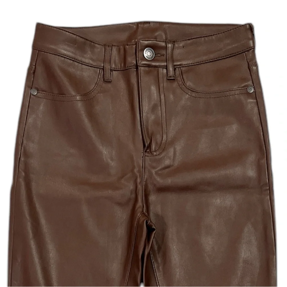 Free People Faux Leather Casual Skinny Trouser Pants size 26 in Brown